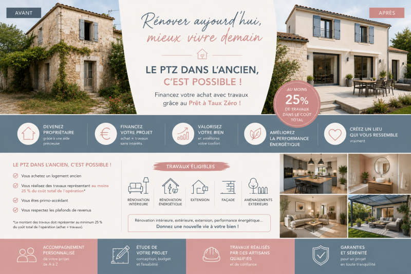 Projet de rénovation intérieure et extérieure d'une maison ancienne financé grâce au PTZ dans les bouches du rhône