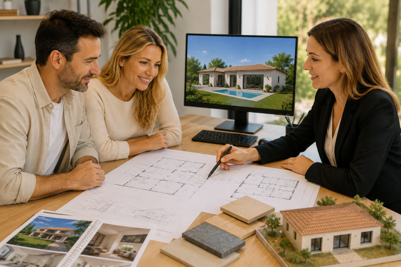 Conception des plans d'une maison individuelle sur mesure avec une dessinatrice spécialisée dans des les bouches du rhône