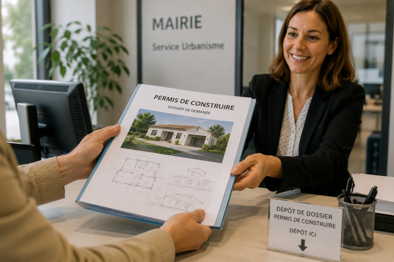 Dossier de permis de construire préparé pour une maison individuelle avant dépôt en mairie dans les bouches du rhône