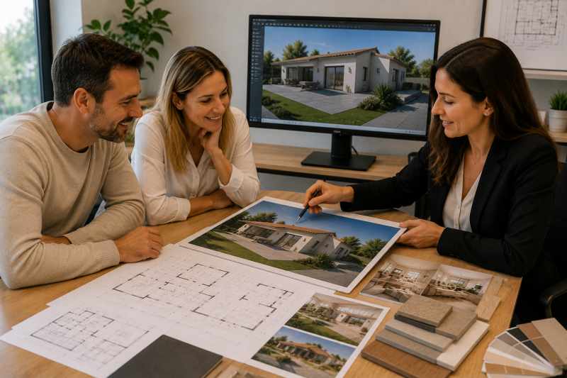 Présentation d'un projet de maison individuelle en 3D avant dépôt du permis de construire
