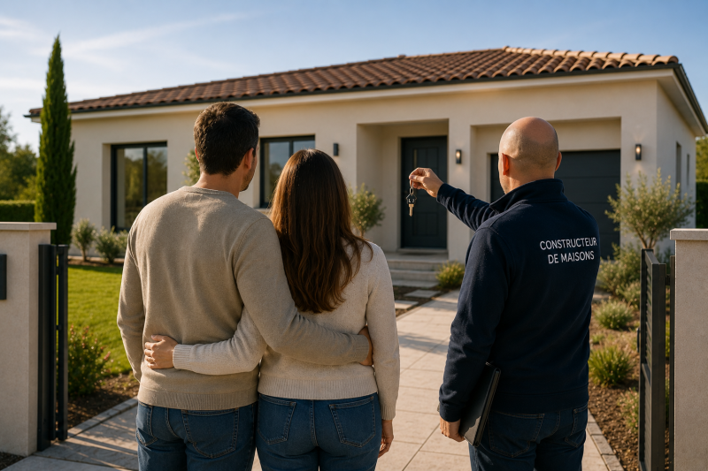 Remise des clés d'une maison neuve lors de la livraison finale du projet de construction